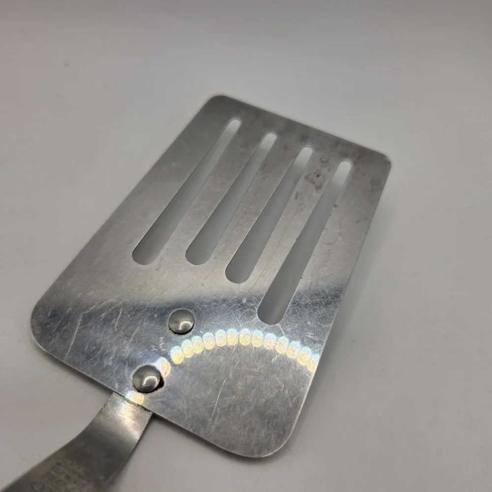 Vintage EKCO Flint Slotted Spatula Stainless Vanadium Black Handle USA Made